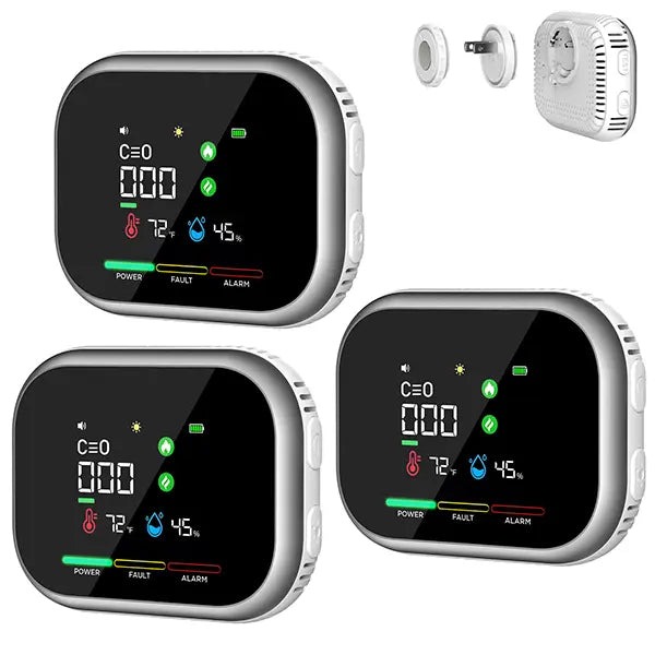 6-in-1 Carbon Monoxide Detector & Natural Gas Leak Alarm Plug-and-Play Design High-Definition Display Accurate Alerts Ideal for Kitchen Garage RVs Apartments